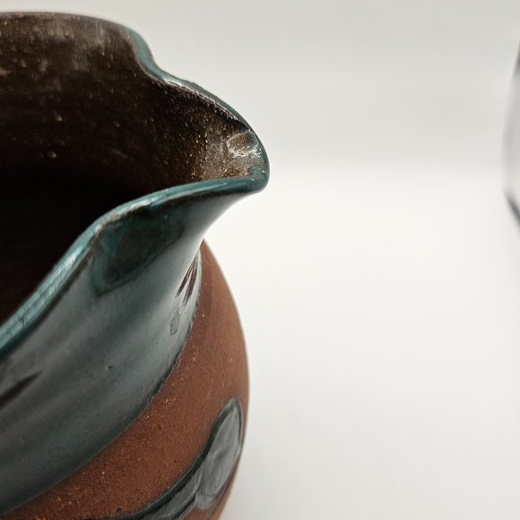 Vintage TG Handmade Brown Green Glaze Leaf 16oz Stoneware Pottery Mug - Picture 4 of 10